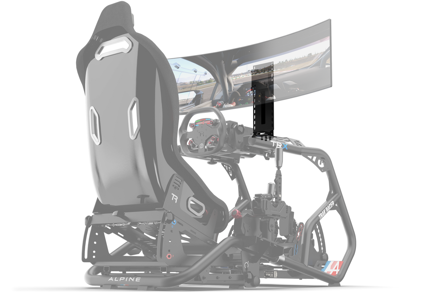 Integrated Single Monitor Stand for Trak Racer Alpine Racing TRX - Holds up to 70"